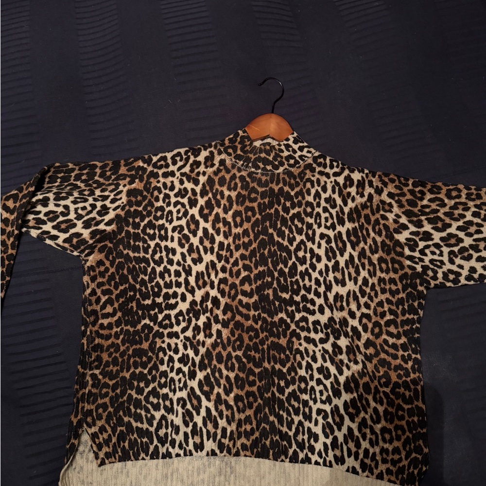 Ganni Black and Tan Animal Print Top